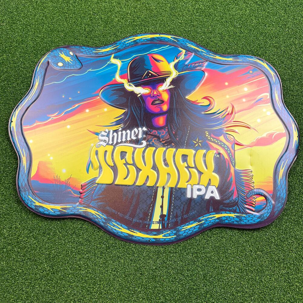 Shiner Texhex IPA Metal Bar Sign